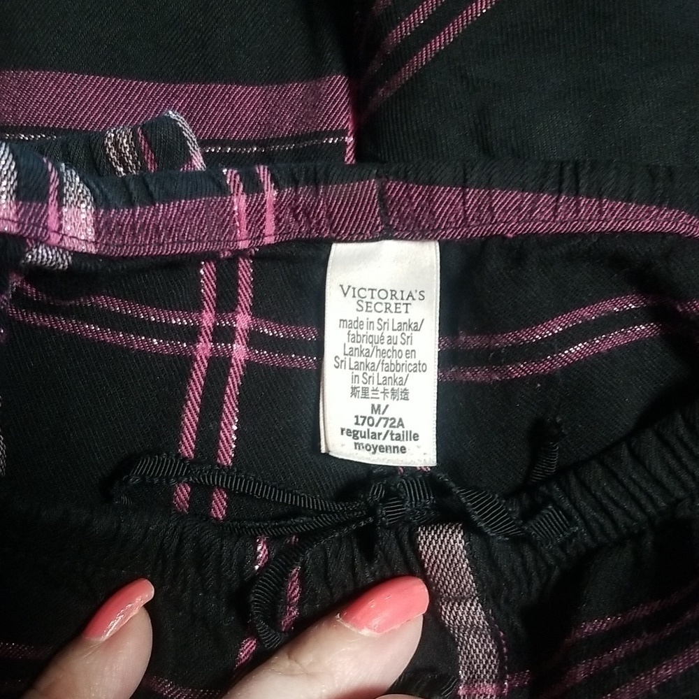 Victoria's Secret Pajamas Black Pink Purple Metallic Size Medium - Picture 3 of 6